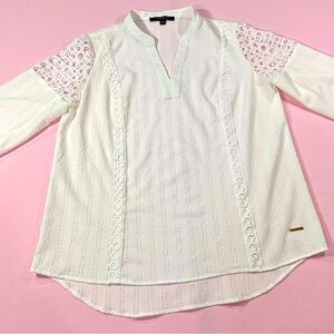 Marc New York White long sleeve with Lacework Blouse. Sz XL. Beautiful Blouse!